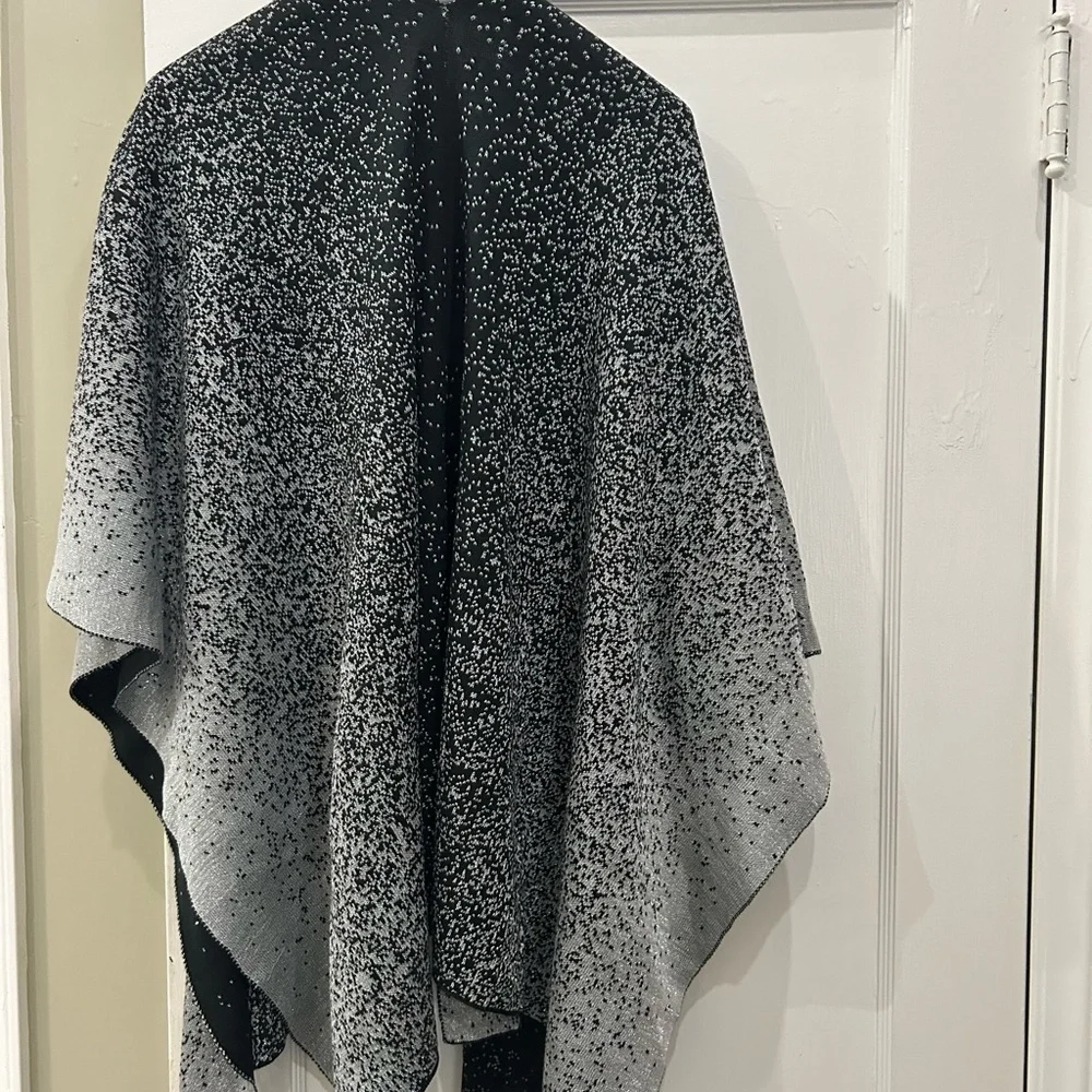 Calvin Klein Chic and Shimmery Black and Silver Shawl - Picture 8 of 9